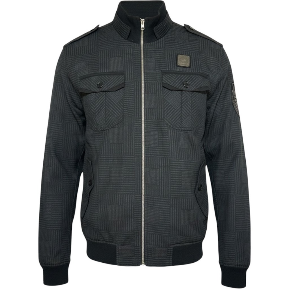 Raw Blue Bomber Jacket Mens Large Black Y2K Sleeve Patch Streetwear Coat